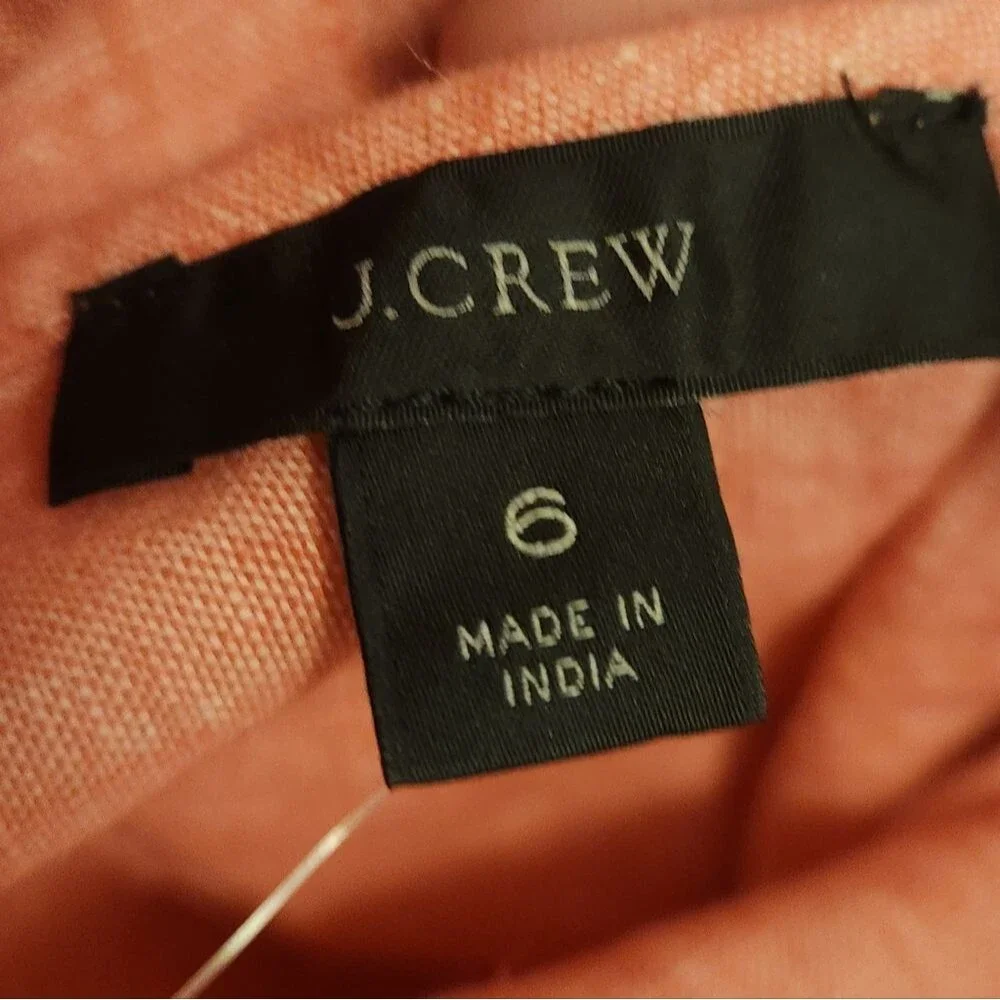 J.Crew Women's Linen Pink Puff Sleeve Top Size 6 NWT